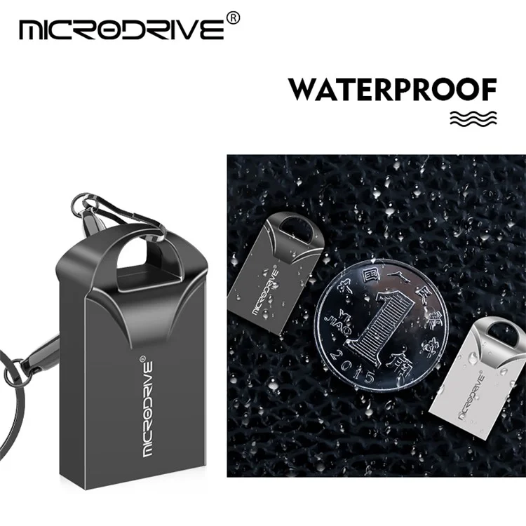 MICRODRIVE Mini Disque U Métal Portable USB 2.0 8Go Flash Drive - Argent 