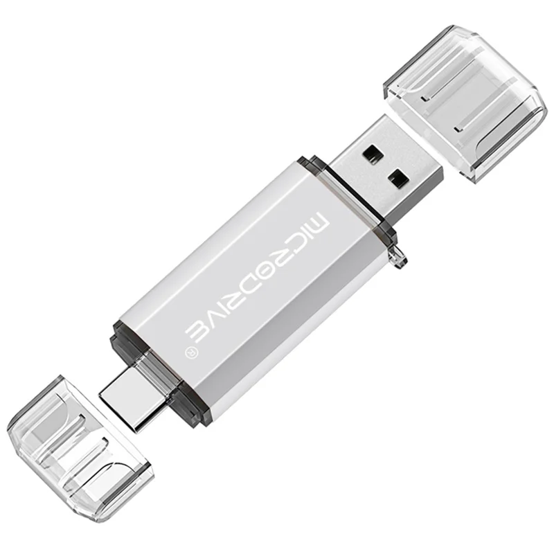 MICRODRIVE 16GB 2-in-1 USB 2.0 / Type-C U-Disk High Speed Phone Laptop Flash Disk - White