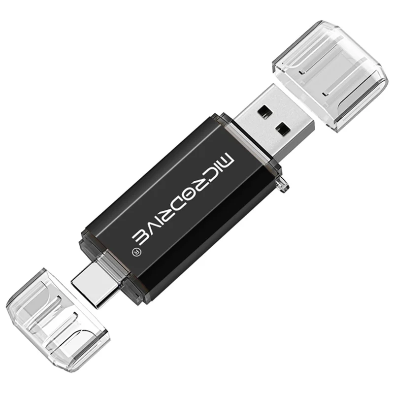 MICRODRIVE 16GB 2-in-1 USB 2.0 / Type-C U-Disk High Speed Phone Laptop Flash Disk - Black