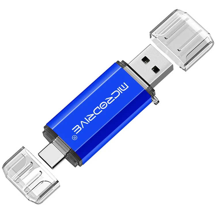 MICRODRIVE 128 Go 2-en-1 USB 2.0 / Type-C U-Disk Disque Flash Haute Vitesse pour Téléphone Ordinateur - Bleu