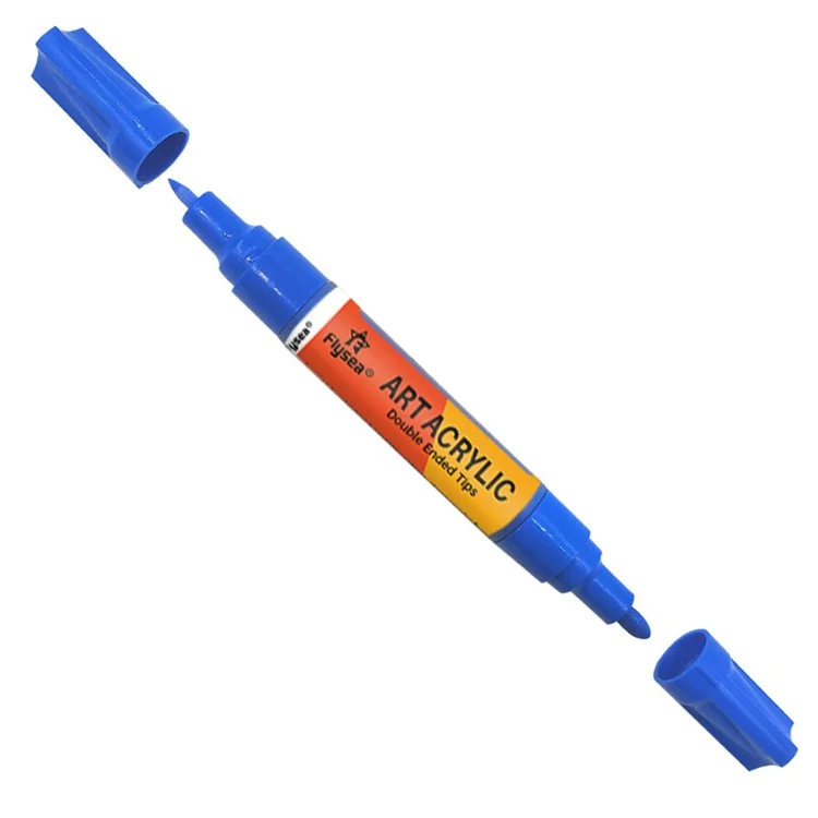 FLYSEA FS-973 12 Stück / Box Acryl-Marker-Maltifte 3,0 mm 0,7 mm Doppelspitze Wasserbasierende Farbstifte - Orange Verpackung