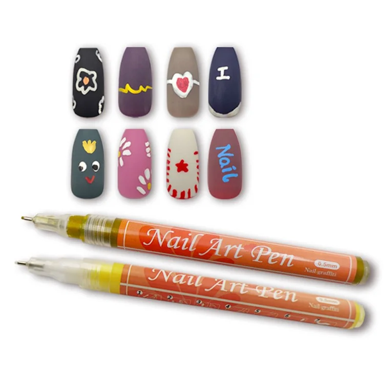 FLYSEA NA-5 Nail Art Pens 0.5mm Fine Tip Quick Drying Graffiti Dotting Acrylic Marker Pens - Black