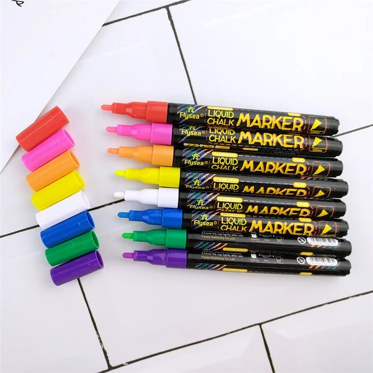 Flysea FS-63 8pcs-lackstifte Set Flüssigkreide Marker Stifte Fluoreszenzstift 1 mm Extra Feiner Spitze