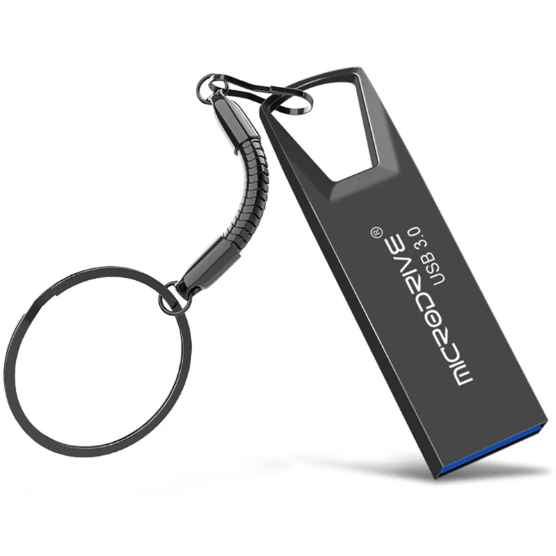 MICRODRIVE Portable Flash Drive 32GB High Speed USB 3.0 Metal U-Disk with Key Ring - Black