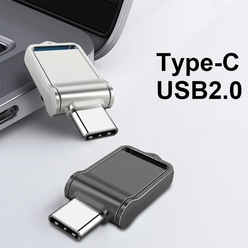 MICRODRIVE 128GB Mini Flash Drive High Speed USB 2.0 / Type-C Metal U-Disk - Black