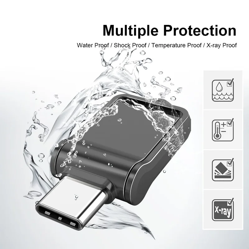 MICRODRIVE High Speed 32GB Flash Drive USB 2.0 / Type-C Mini Metal U-Disk - Black