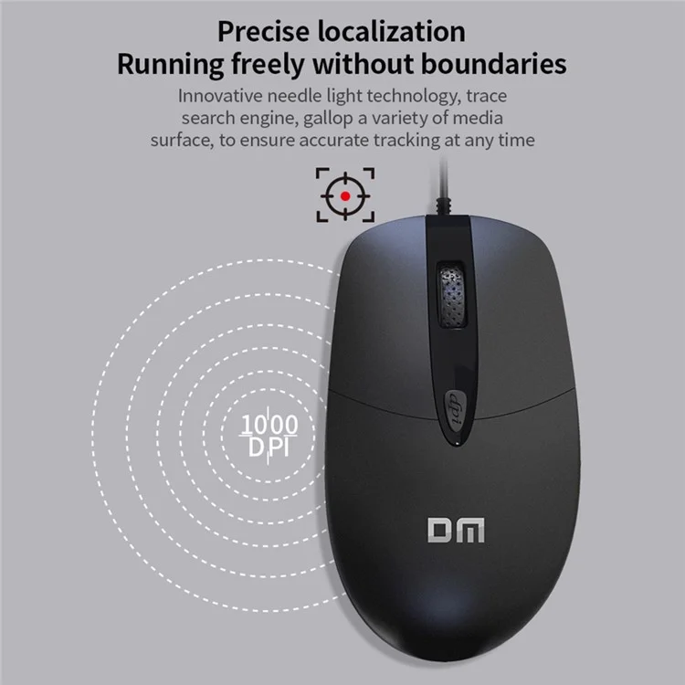 DM K5 1,5 м USB Wired Mouse 1000 / 1200 / Нарегулируемая Мышь 1600DPI Для Ноутбука пк