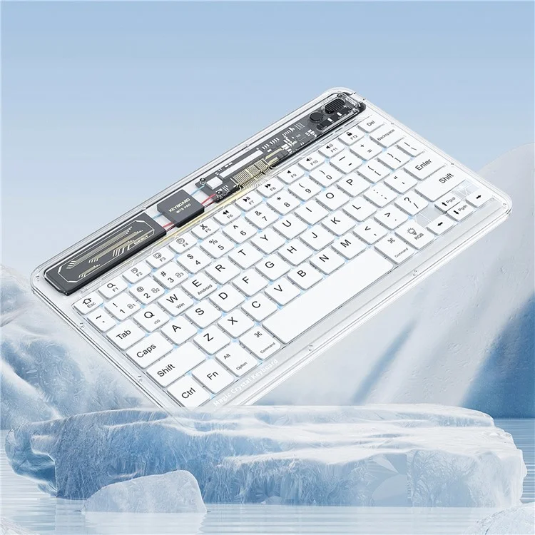 Benwis Ot-ckb-wh Teclado de Cristal Ultra Delgado Teclado Bluetooth de 78 Teclas Con Retroiluminación - Blanco