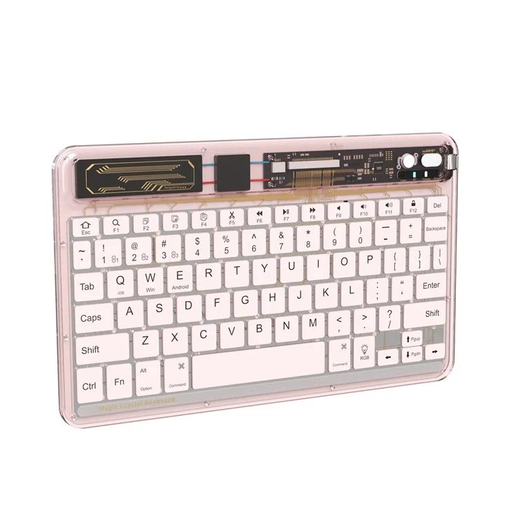 BENWIS OT-CKB-WH Teclado de Cristal Ultra Delgado de 78 Teclas con Bluetooth y Retroiluminación - Rosa
