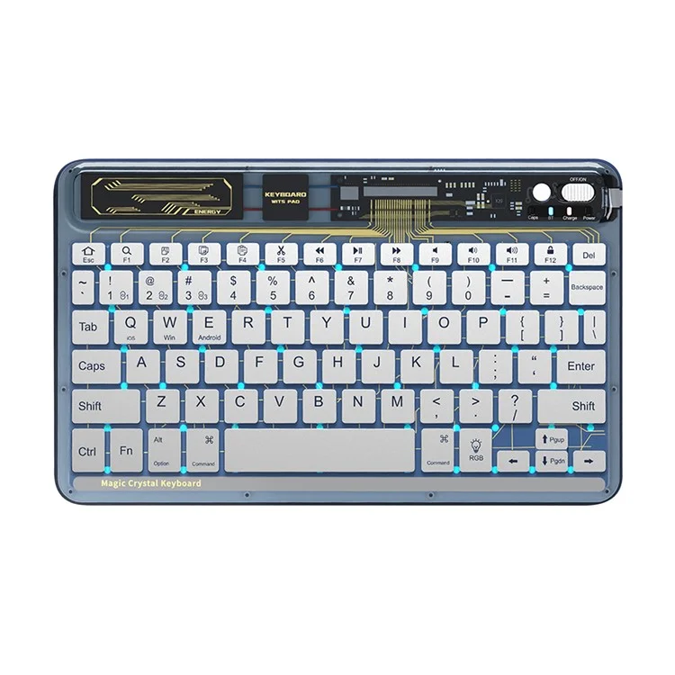 BENWIS OT-CKB-WH Crystal Keyboard Ultra Thin 78-Tasten Bluetooth-Tastatur mit Hintergrundbeleuchtung - Blau