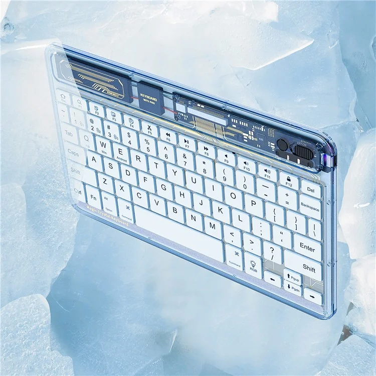 BENWIS OT-CKB-WH Crystal Keyboard Ultra Thin 78-Tasten Bluetooth-Tastatur mit Hintergrundbeleuchtung - Blau