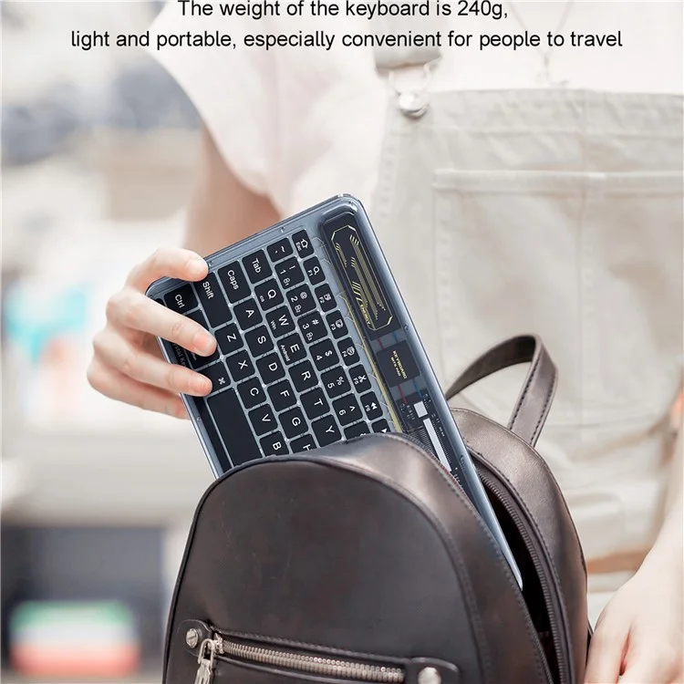 BENWIS OT-CKB-WH Crystal Keyboard Ultra Thin 78-Tasten Bluetooth-Tastatur mit Hintergrundbeleuchtung - Blau
