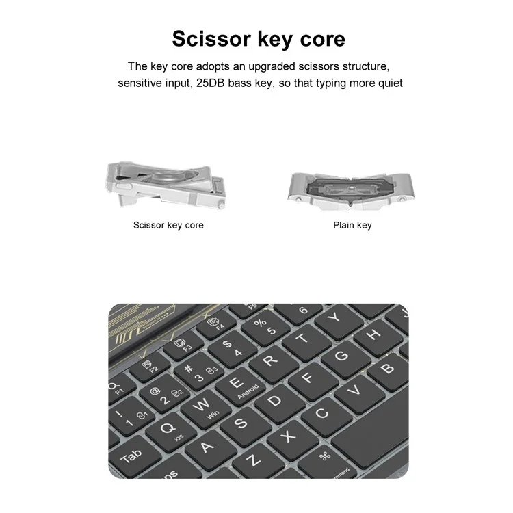 BENWIS OT-CKB-WH Crystal Keyboard Ultra Thin 78-Tasten Bluetooth-Tastatur mit Hintergrundbeleuchtung - Blau