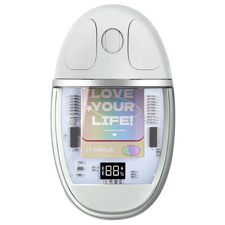 BENWIS OT-CMS-WH Crystal Mouse Silent Wireless Bluetooth / 2,4-GHz-Dual-Mode-Maus - Grau