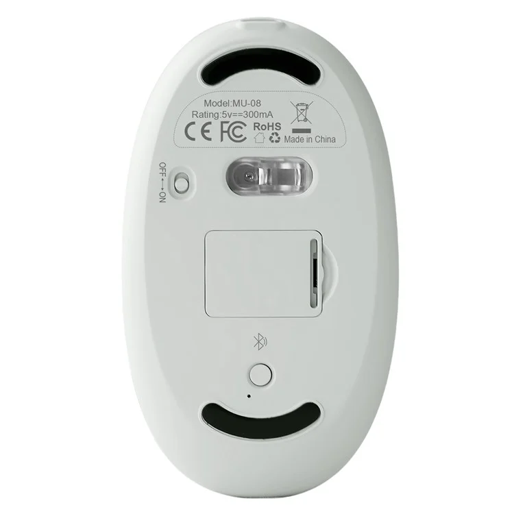 BENWIS OT-CMS-WH Crystal Mouse Silent Wireless Bluetooth / 2,4-GHz-Dual-Mode-Maus - Grau