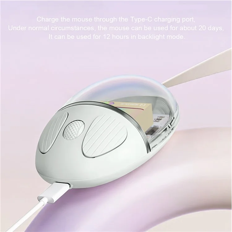 BENWIS OT-CMS-WH Crystal Mouse Silent Wireless Bluetooth / 2,4-GHz-Dual-Mode-Maus - Grau
