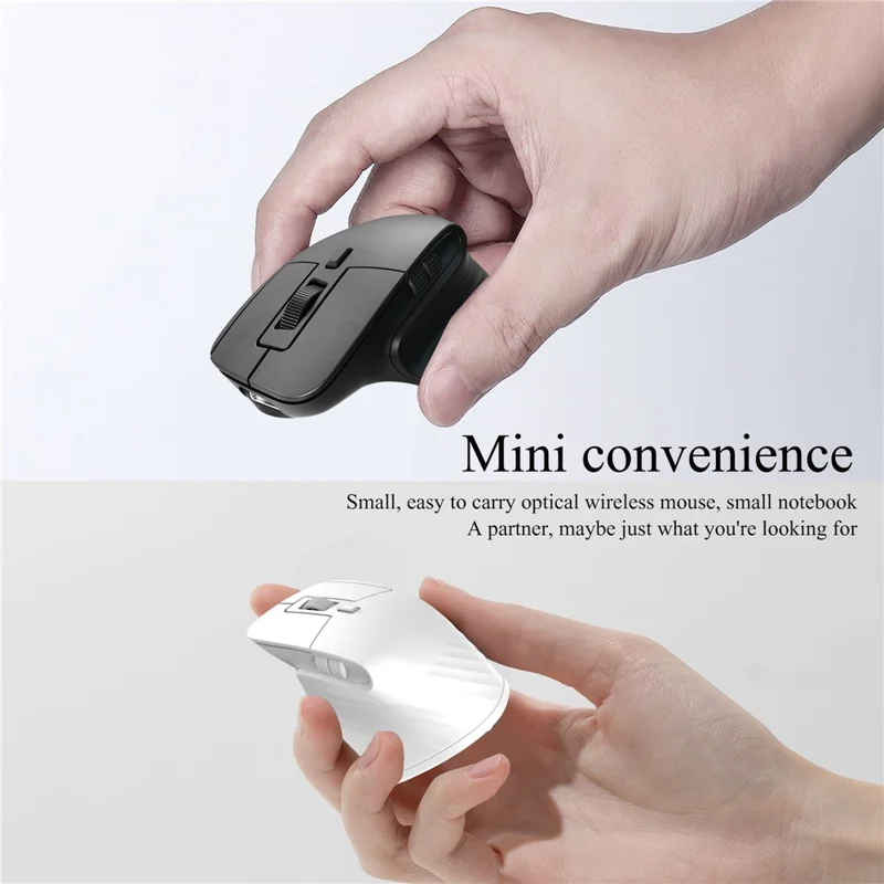 HXSJ T16 Wireless Bluetooth-compatible Mouse 2 Modes (Bluetooth-compatible + 2.4Ghz) 4800 DPI Silent Computer Mouse - Black