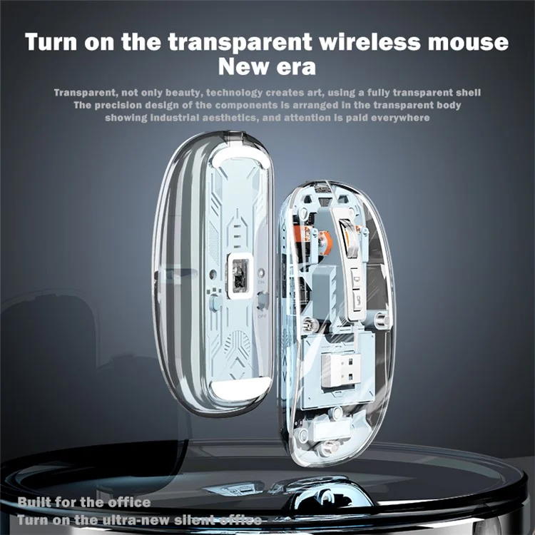 M133 Transparent Bluetooth-compatible / 2.4G Wireless Gaming Mouse RGB Light Computer Laptop Mice (CE Certified) - Blue