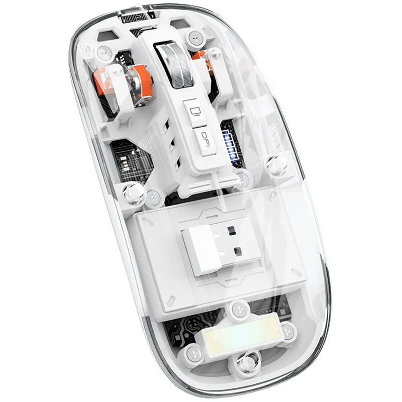 M133 Transparent Bluetooth-kompatibel / 2,4 G Trådløs Gaming-mus RGB Lys Computer Laptop Mus (CE-certificeret) - Hvid