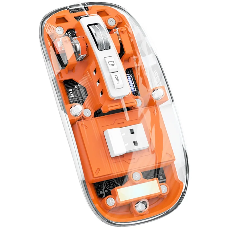 M133 Transparent Bluetooth-compatible / 2.4G Wireless Gaming Mouse RGB Light Computer Laptop Mice (CE Certified) - Orange