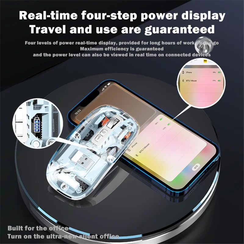 M133 Transparent Bluetooth-compatible / 2.4G Wireless Gaming Mouse RGB Light Computer Laptop Mice (CE Certified) - Orange