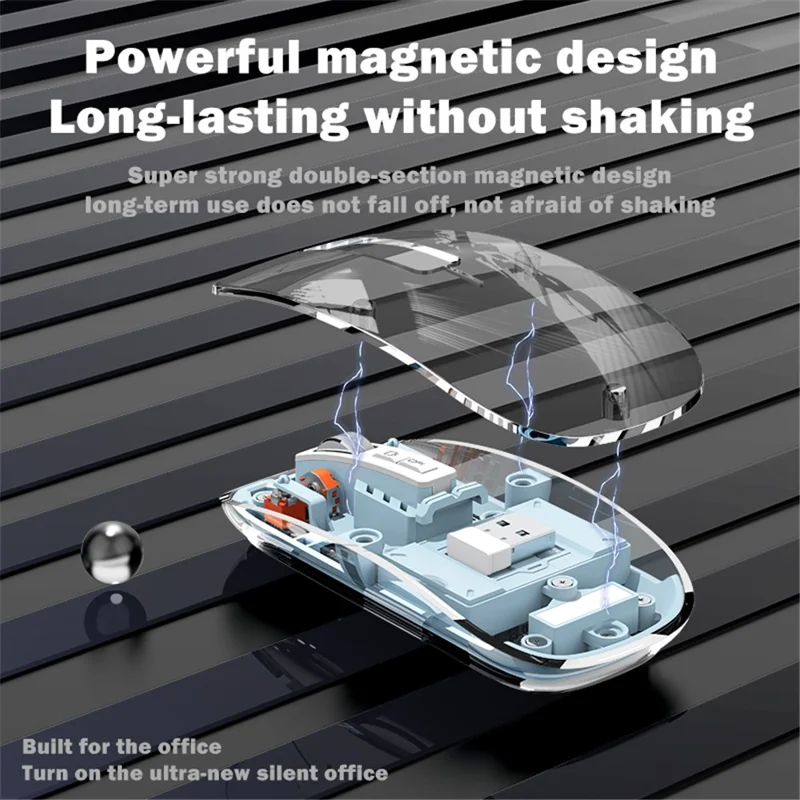 M133 Transparent Bluetooth-compatible / 2.4G Wireless Gaming Mouse RGB Light Computer Laptop Mice (CE Certified) - Orange