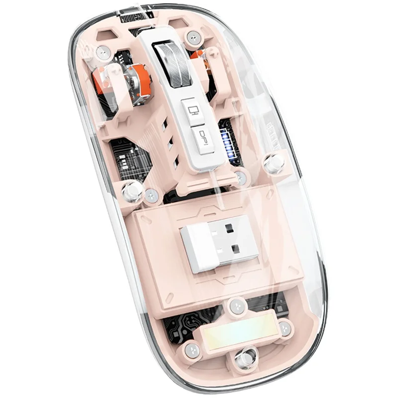 M133 Transparent Bluetooth-compatible / 2.4G Wireless Gaming Mouse RGB Light Computer Laptop Mice (CE Certified) - Pink
