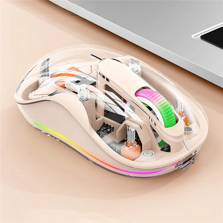 Ratón inalámbrico M333 Transparent con luz colorida Bluetooth Silent Mice Tri-Mode Connectivity (CE Certified) - Color Milk Tea