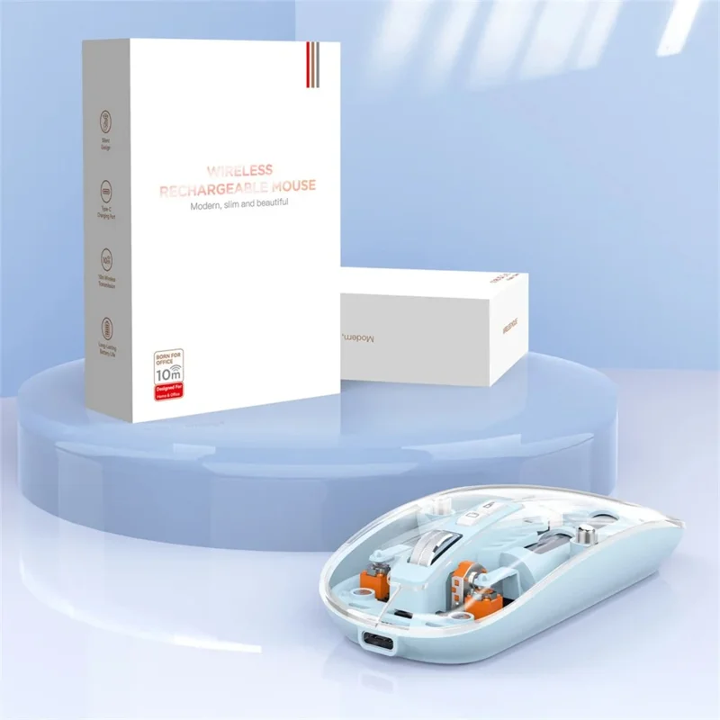 M233 Transparent Mouse Wireless Bluetooth-compatible Three Mode Silent Mice for PC Laptop (CE Certified) - Orange