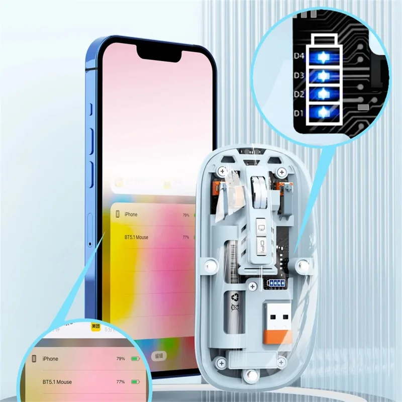 M233 Transparent Mouse Wireless Bluetooth-compatible Three Mode Silent Mice for PC Laptop (CE Certified) - White