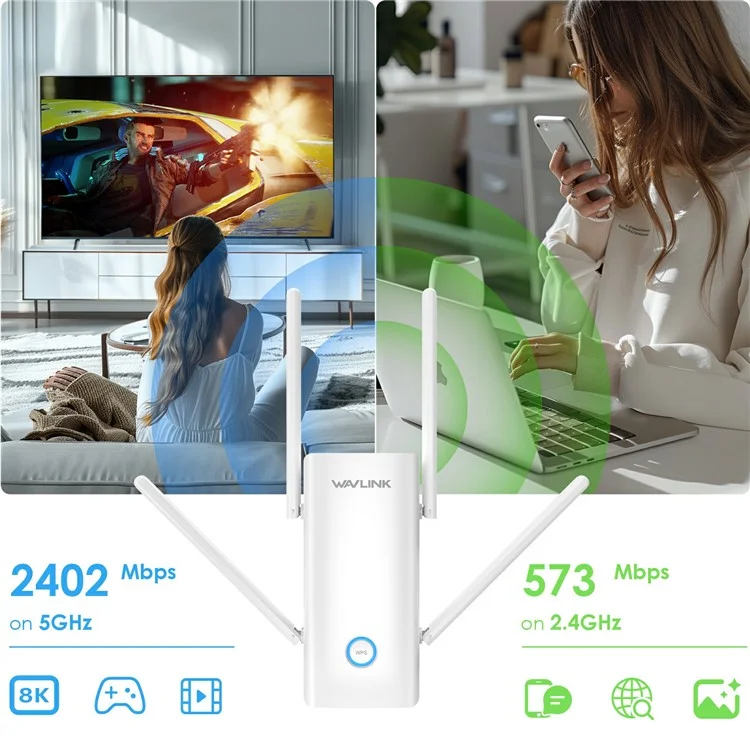 WAVLINK AX3000 Répéteur Amplificateur de Signal WiFi 6 2,4 / 5 GHz - Prise AU