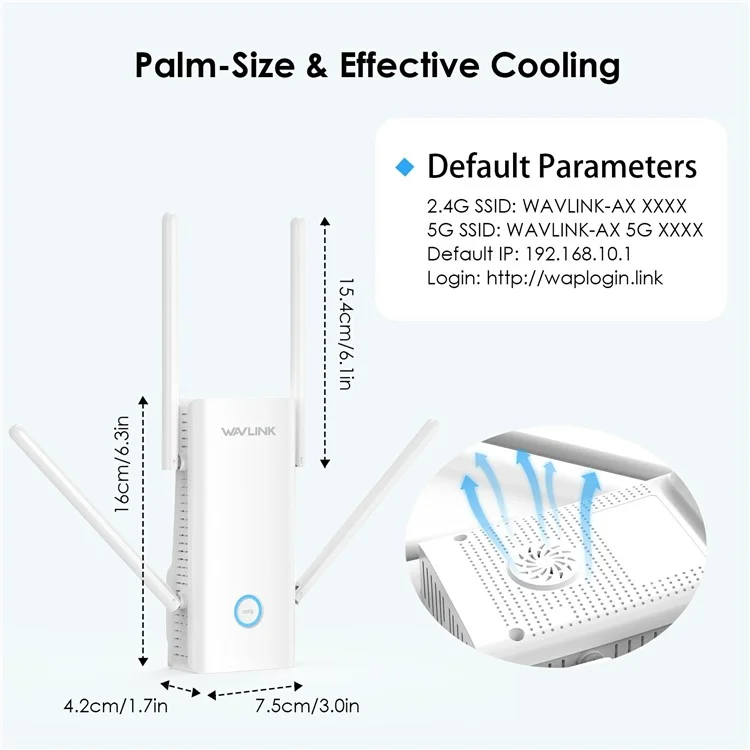 WAVLINK AX3000 Répéteur Amplificateur de Signal WiFi 6 2,4 / 5 GHz - Prise AU