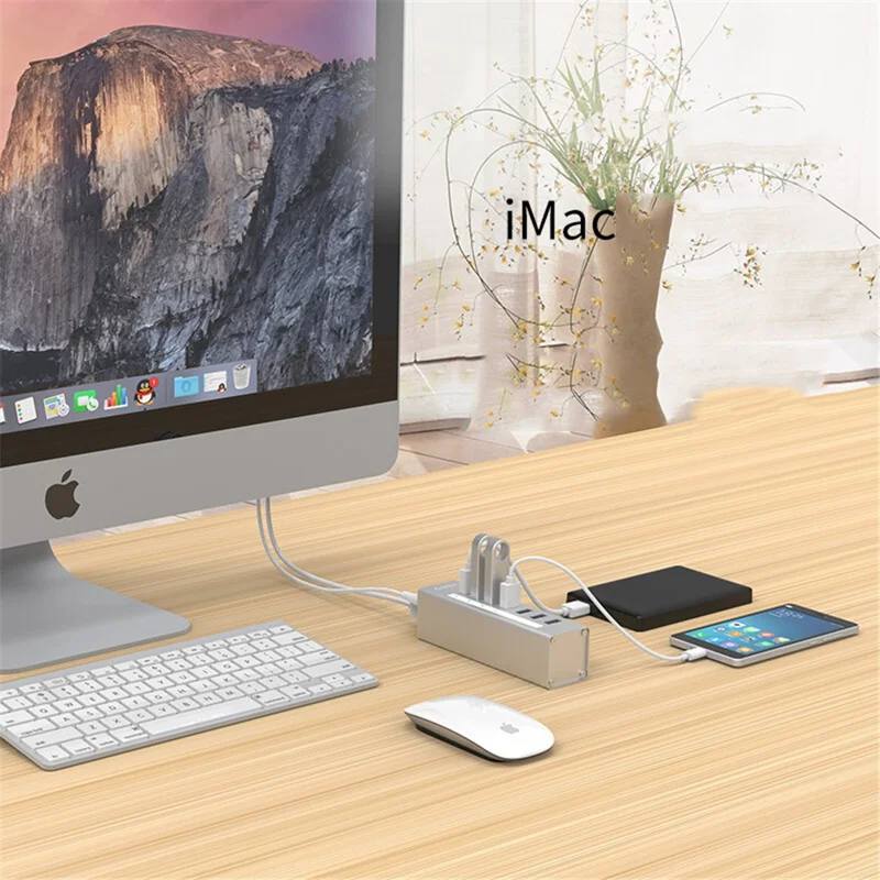 ORICO A3H7-SV Aluminum Alloy 7 Port USB3.0 Hub - Silver/EU Plug