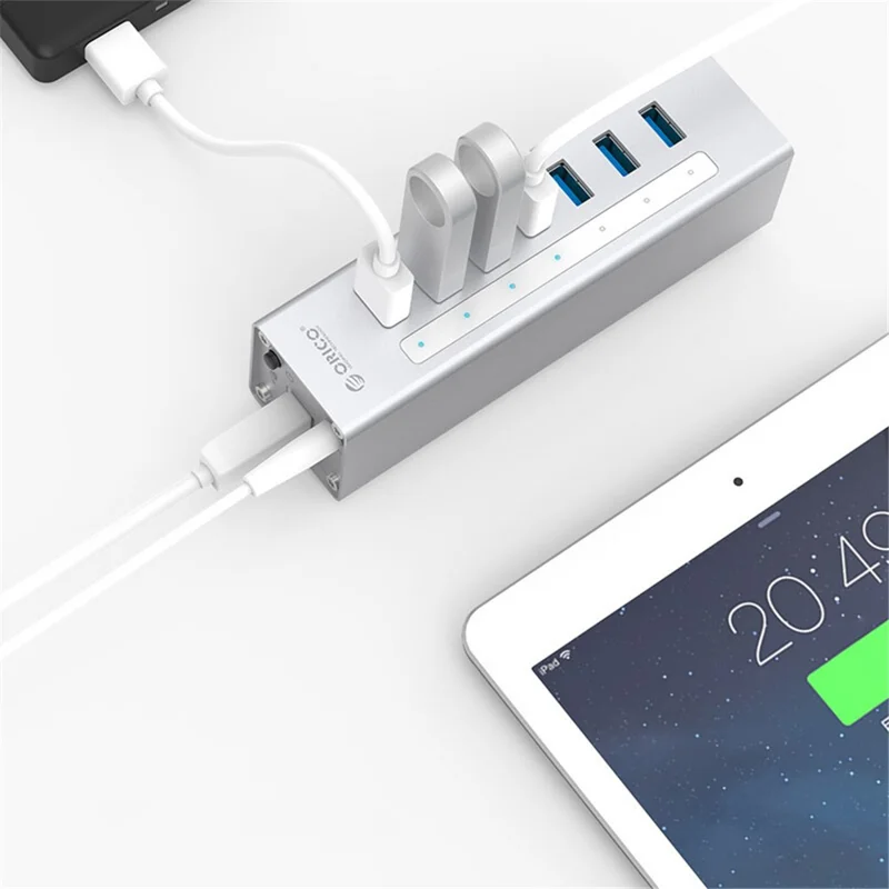 ORICO A3H7-SV Aluminum Alloy 7 Port USB3.0 Hub - Silver/AU Plug