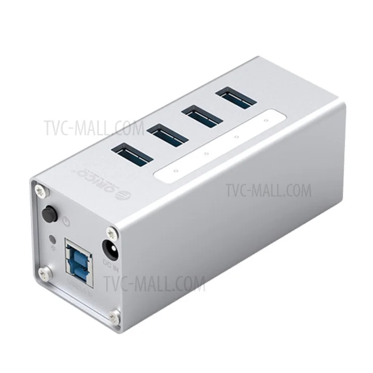 ORICO A3H4-SV Aluminum Alloy 4 Port USB3.0 HUB - Silver/US Plug