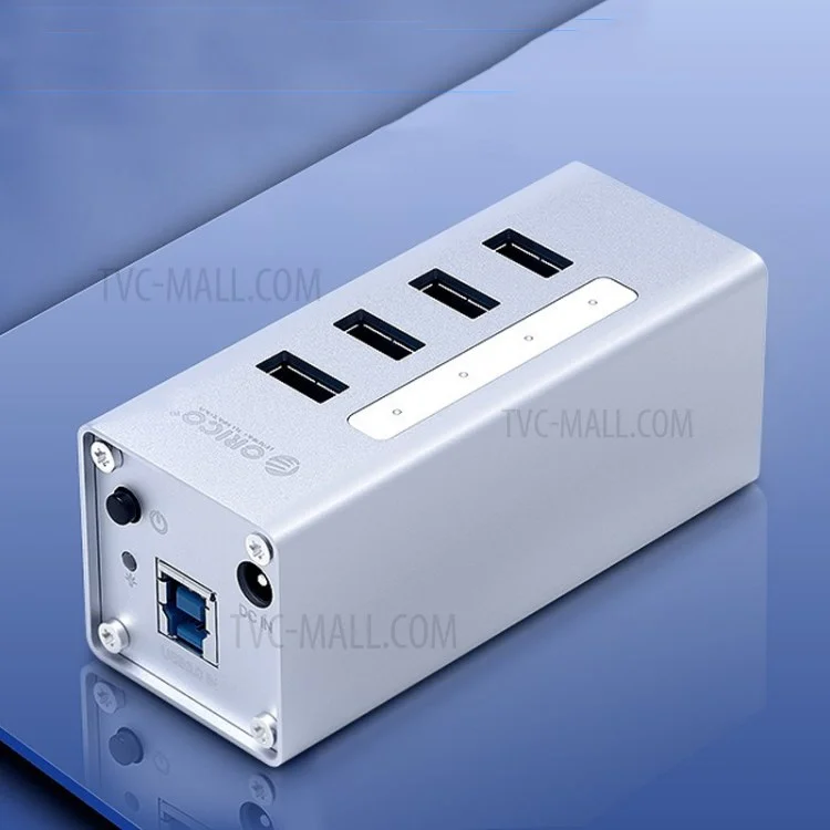 ORICO A3H4-SV Aluminum Alloy 4 Port USB3.0 HUB - Silver/US Plug