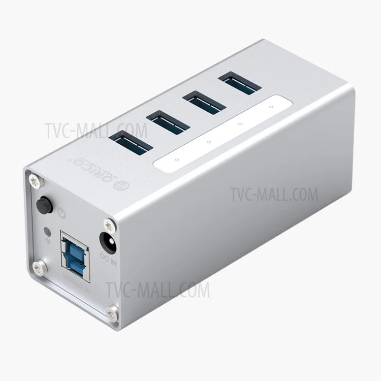 ORICO A3H4-SV Aluminum Alloy 4 Port USB3.0 HUB - Silver/US Plug