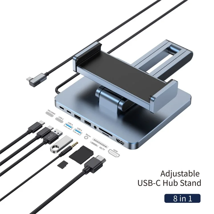 WIWU AH801 per iPad da 13 pollici Supporto per tablet in lega di alluminio pieghevole con hub USB