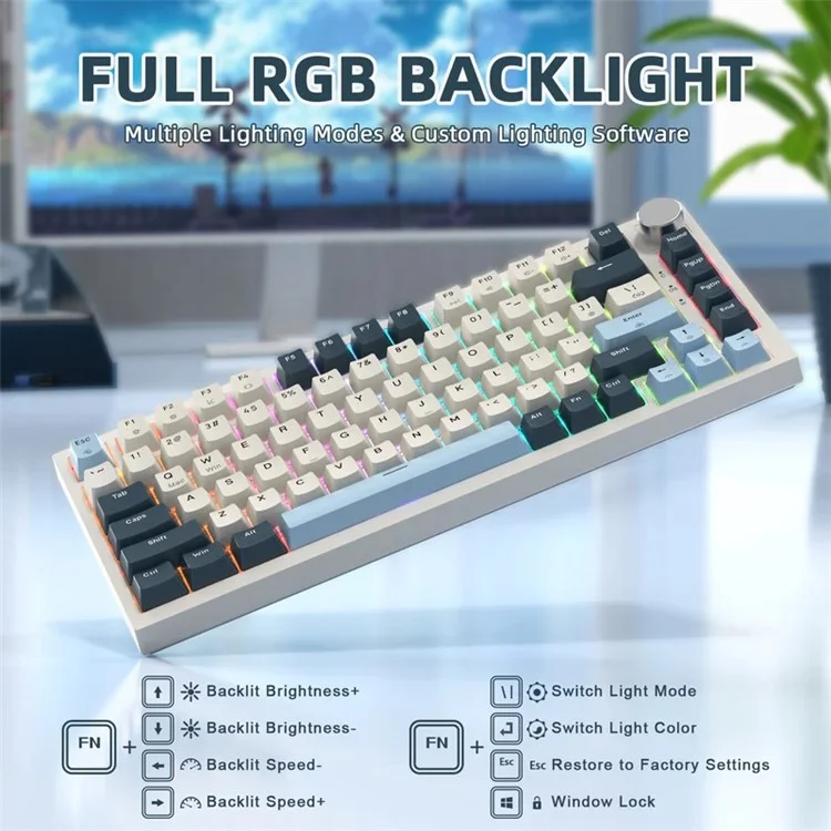 ATTACK SHARK K85 Type-C Wired Mechanical Keyboard Wired 82 Keys Magnetic Switch RGB Gaming Keyboard - Blue