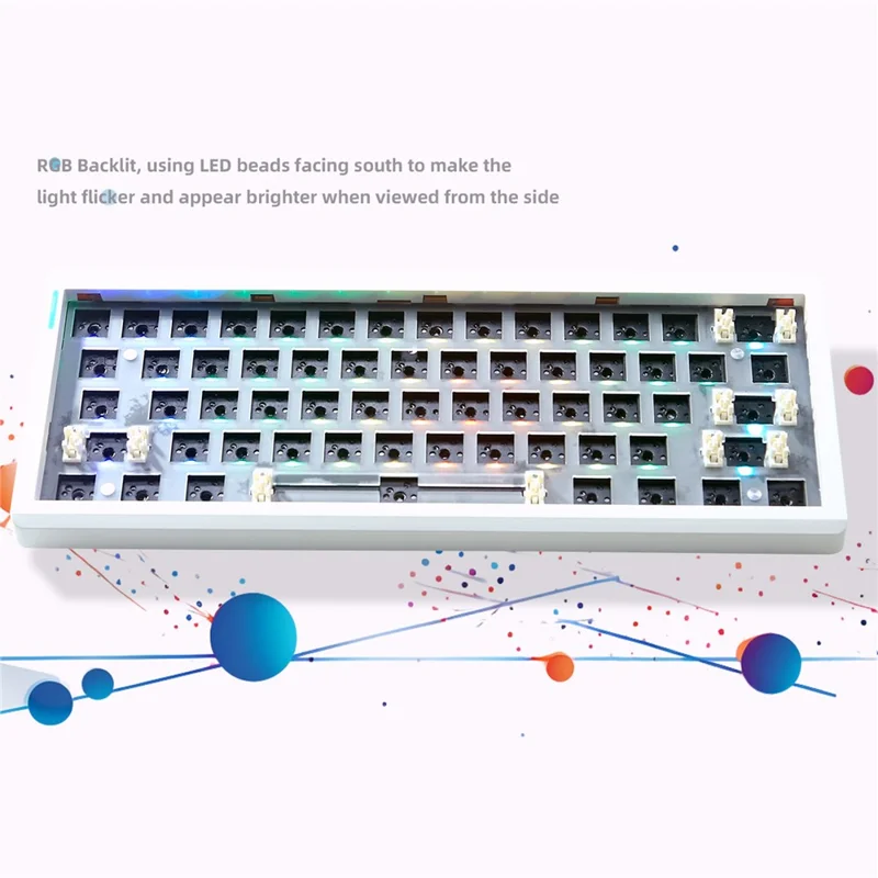 GMK61 Hot-Swappable RGB Wireless+USB Wired+Bluetooth-compatible Mechanical Keyboard Kit - Black