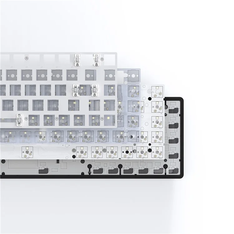 MAG68 Hot-Swappable Bluetooth+USB Wired+2.4G Wireless Mechanical Keyboard Kit with 68 Keys - White
