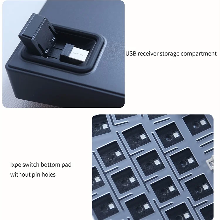 ABM066 2.4G Wireless+USB Wired+Bluetooth-compatible Mechanical Gasket-mount Keyboard Kit - Black