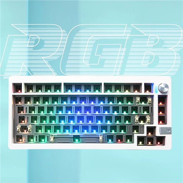 LMK81 RGB Backlight Wireless+USB Wired+Bluetooth-compatible Mechanical Keyboard Kit with Volume Knob