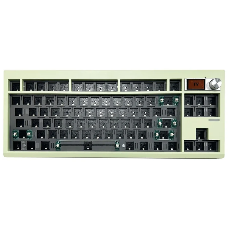GMK87 RGB Hot Swap Wireless+USB Wired+Bluetooth-compatible Mechanical Keyboard Kit with Volume Knob - Green