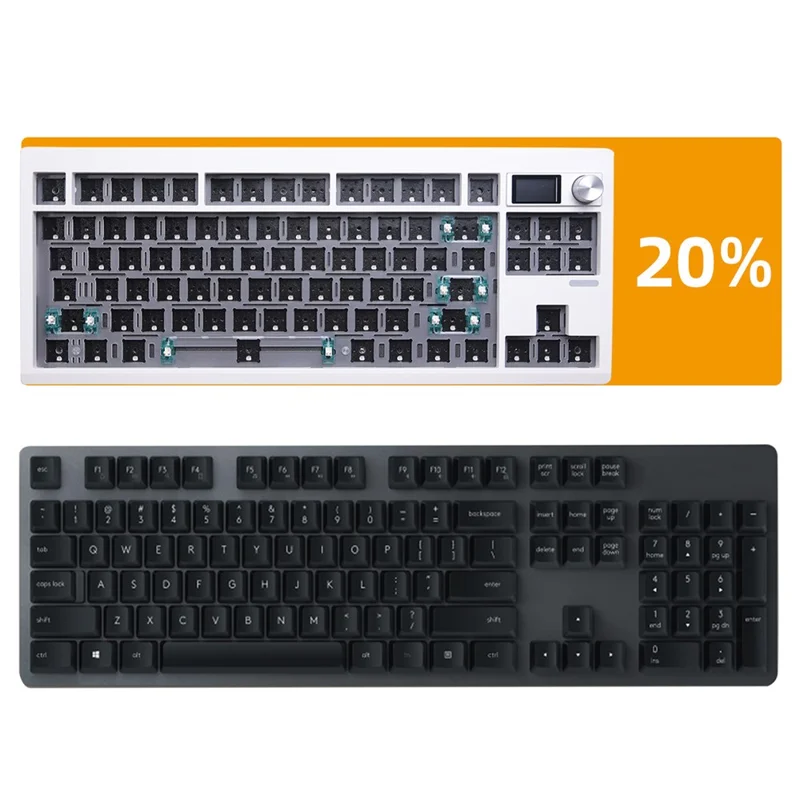 GMK87 RGB Hot Swap Wireless+USB Wired+Bluetooth-compatible Mechanical Keyboard Kit with Volume Knob - Green