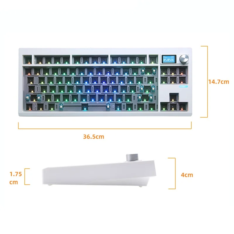 GMK87 RGB Hot Swap Wireless+USB Wired+Bluetooth-compatible Mechanical Keyboard Kit with Volume Knob - Green