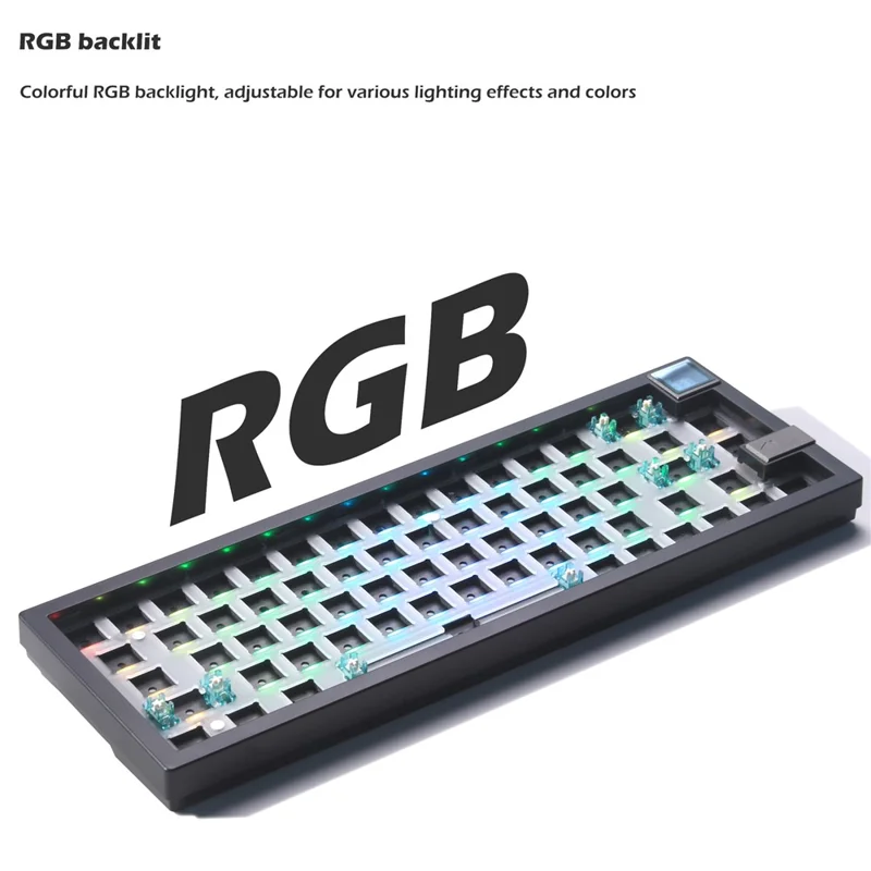GMK67-S Hot Swappable Wireless+Wired+Bluetooth-compatible Keyboard Kit with Screen, RGB Backlight - White