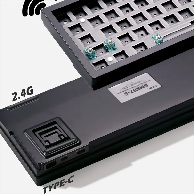 GMK67-S Hot Swappable Wireless+Wired+Bluetooth-compatible Keyboard Kit with Screen, RGB Backlight - White