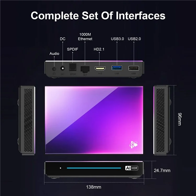 H96 Max M9 8K Set Top Box Android 14.0 8GB RAM 128GB ROM WiFi6 1000M LAN BT5.4 TV Box - Spina UK