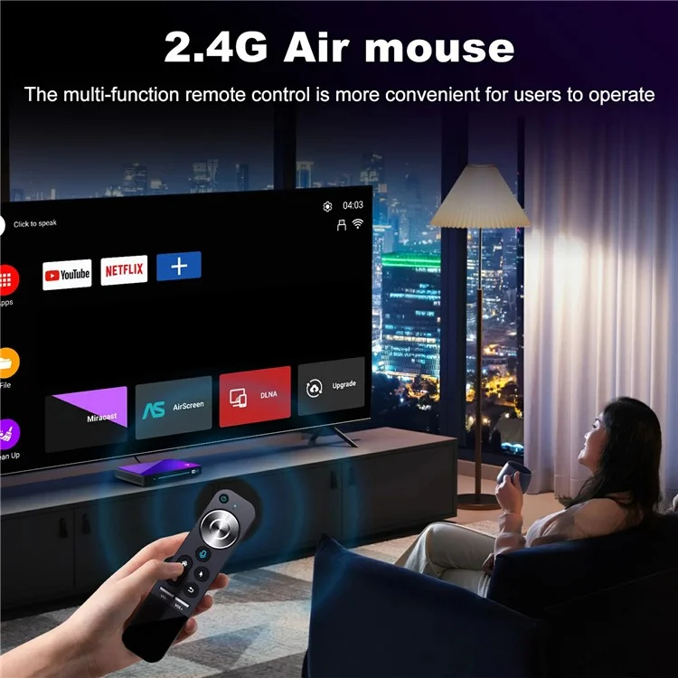 H96 Max M9 Set Top Box Android 14.0 4GB RAM 32GB ROM WiFi6 1000M LAN BT5.4 TV Box - US Plug
